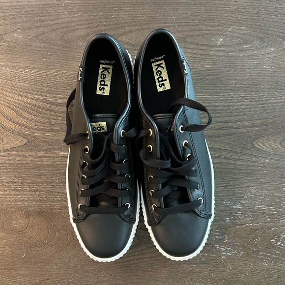 Keds Black Triple Kick AMP Leather Platform Sneaker Size 8 - Picture 4 of 5